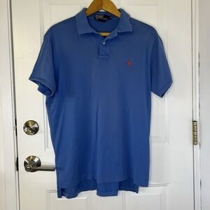 Polo Ralph‎ Lauren Men's Classic Fit Cotton Polo Shirt Blue Red Pony Size L